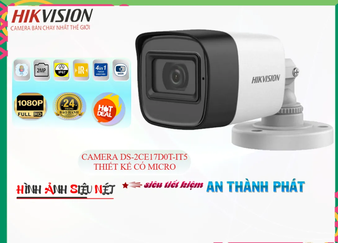 DS-2CE17D0T-IT5 Camera Hikvision Có Micro,DS-2CE17D0T-IT5 Giá Khuyến Mãi,DS-2CE17D0T-IT5 Giá rẻ,DS-2CE17D0T-IT5 Công